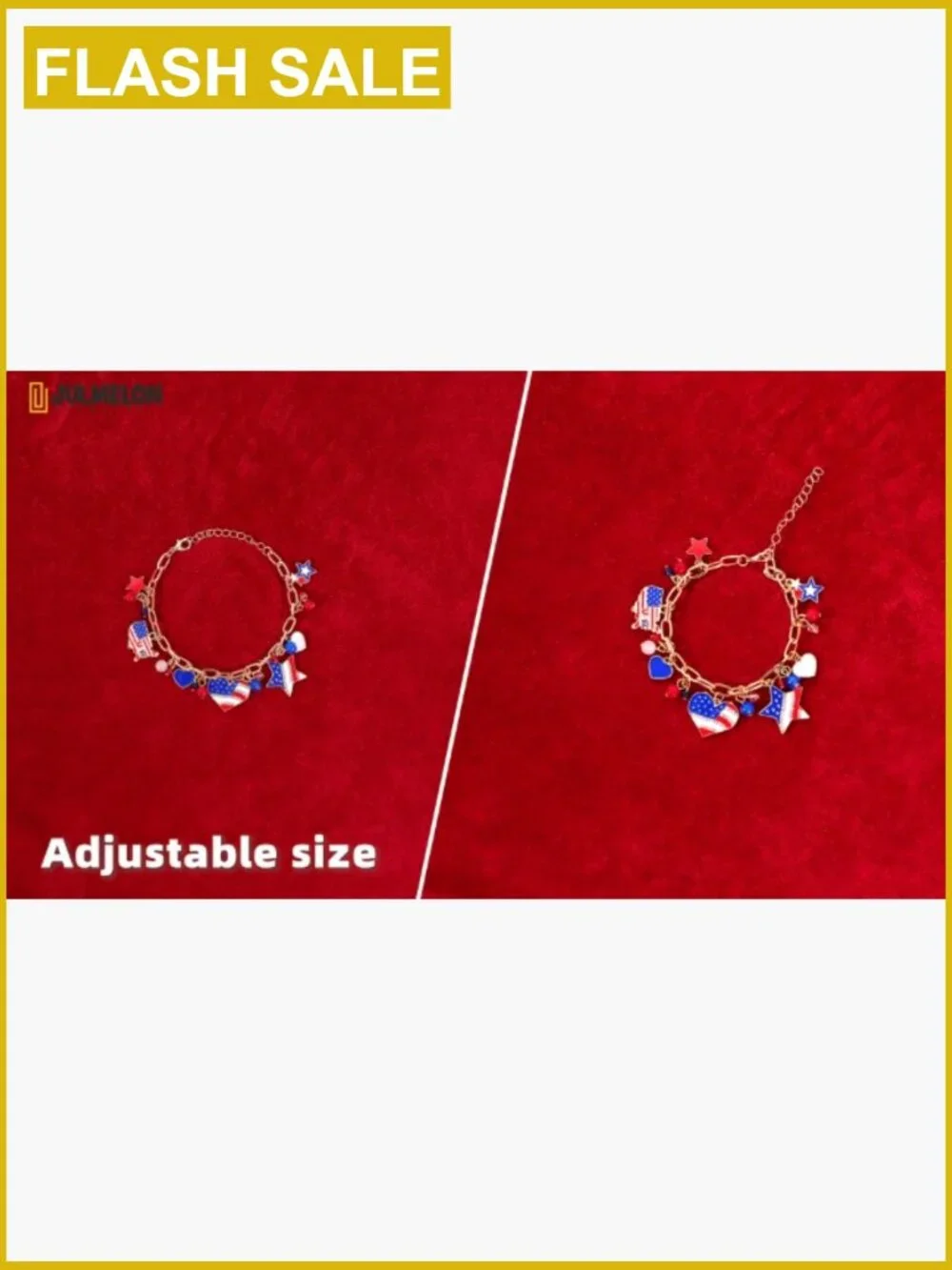 Patriotic USA Link Bracelet Adjustable Chain Lobster Claw Alloy